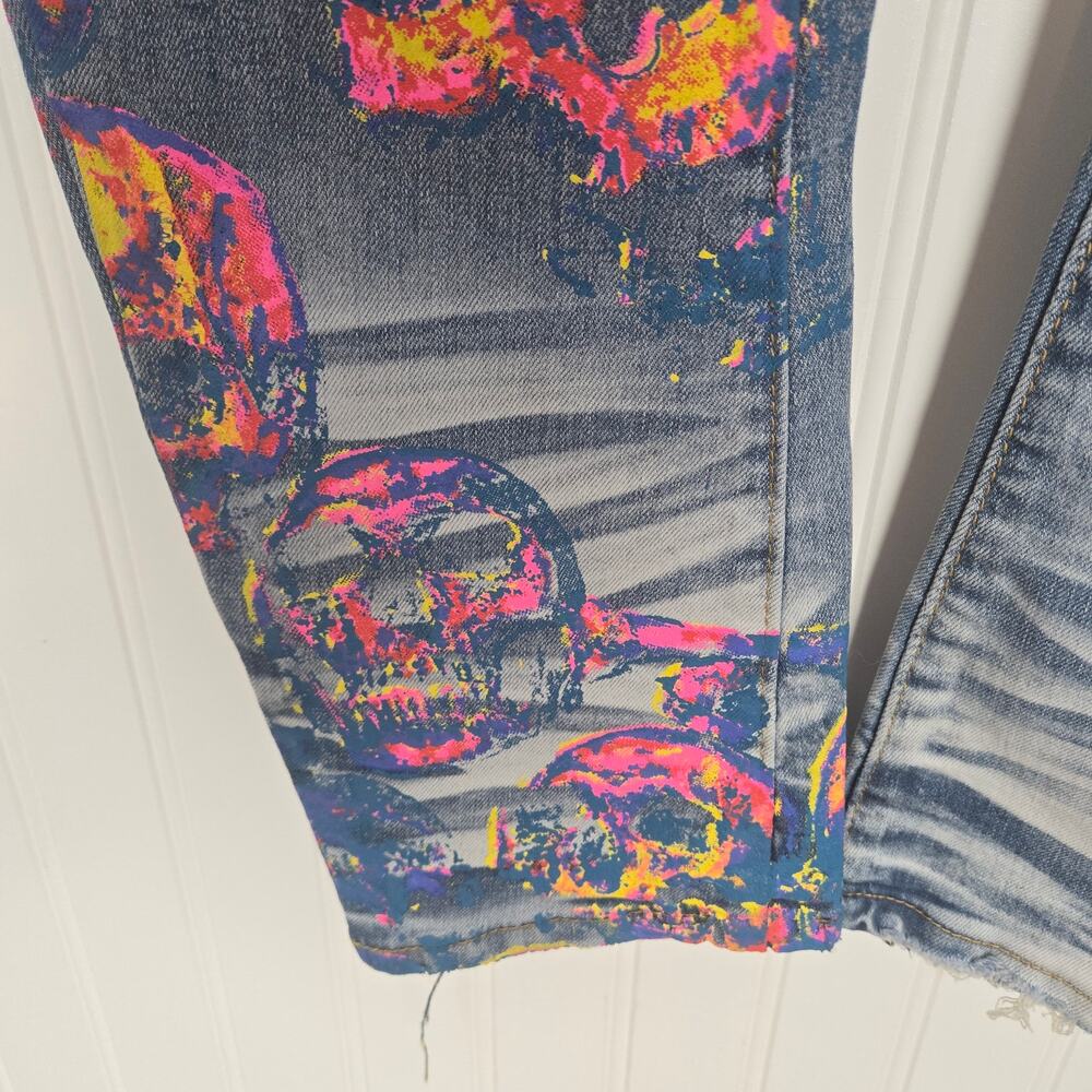 Women's Mackeen Skinny Skull Jeans Size30 Inseam32 Distress - Picture 7 of 11